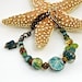 Laguna Blue OOAK, Art Glass and Ceramic, Starfish, Lime, Aqua Beach Bracelet EBB103