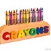 Crayon Holder - Personalized Name Wooden Crayon Holder - Handcrafted Natural and Organic Wood Crayon Holder - Crayon Holder for 24 Crayons