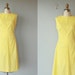 vintage 60s dress / 1960s day dress / 1960s dress / lemon yellow dress / swiss dot dress - size medium