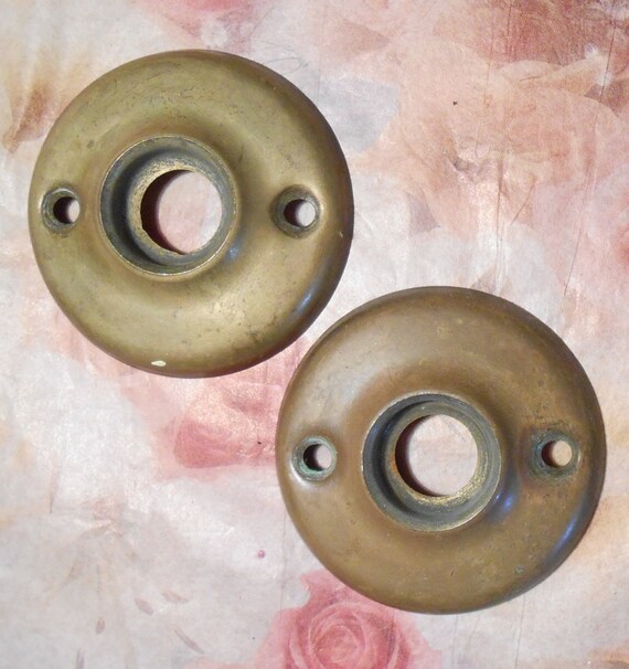 2 Vintage Door Knob Doorknob Backplates Rosettes