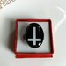 Inverted Cross / Cross / White on Black Adjustable Ring