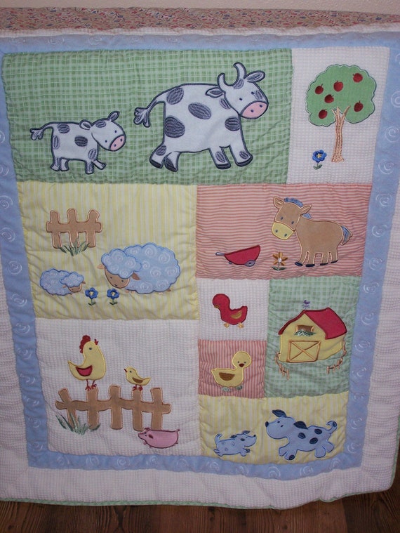 Baby Quilt Lightweight Farm Animals ///FREE SHIP///