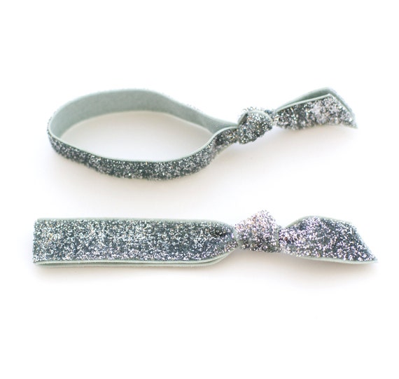 The Silver Glitter Hair Tie Package 2 Elastic by ManeMessage