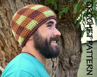 CROCHET HAT PATTERN Adult's Gingham Beanie
