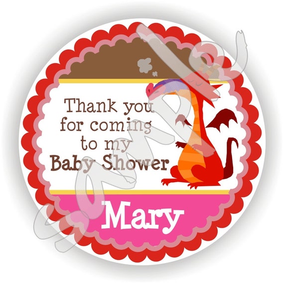 Dragon Theme - 40 Thank You 2 inch circle Stickers - Birthday - Baby Shower - Envelope Seal - Address Label - Personalized Il_570xn
