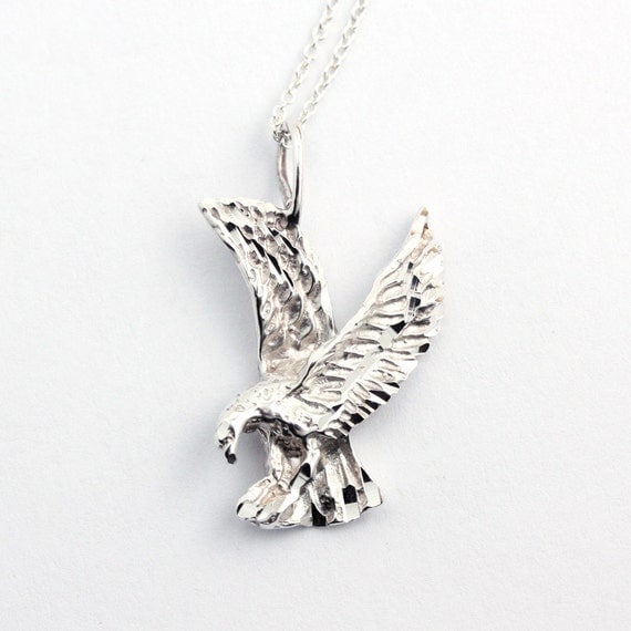 Sterling SIlver Eagle Pendant American Bald Eagle Bird in