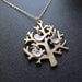 Personalized Mothers Jewelry Necklace, FAMILY Tree Necklace, 3 SILVER BIRDS Tree of Life Branch Initials Children Mom Baby Shower Gifts