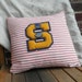Vintage Varsity Letter Pillow, Varsity Letter S, Mattress Ticking Down Pillow