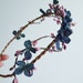 Navy and pink flower circlet, boho woodland crown, rustic head wreath, hair accessories - folklore