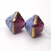 Handmade lampwork beads - Duo in Pink and Royal Purple - violet, pink, crystal shaped glass beads, gold leaf, earring beads