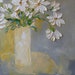 Original Oil Painting Jan Ironside Fine Art Impasto Oil Painting 12x12 White Flowers Bouquet Palette Knife