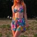 Vintage 1980s Two Piece Swimsuit Bathingsuit . Bikini Top with High Waisted Shorts. Womens Small Medium