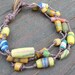 Sandcast Bead Bracelet - Colorful Ethiopian Christmas Beads, Brown Hemp Bracelet