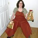 Pottery Apron in Heavy Duty Rust Material with Rooster Towels