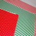 Red Green Gift Wrap, Christmas Wrapping Paper, Dots, Stripes, Shiny (629-12)