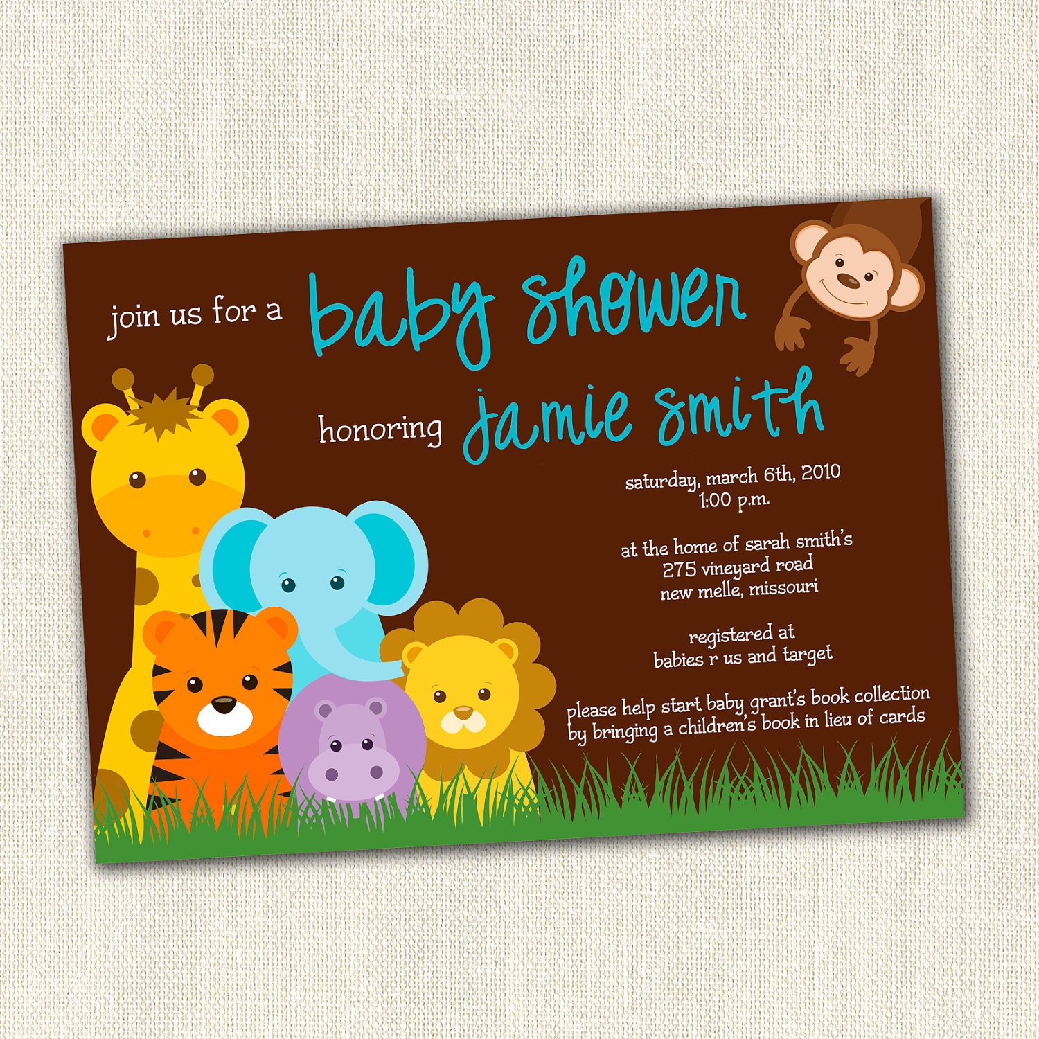 Jungle Theme Baby Shower Invitations 4