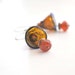 Amber Brown Bell Ringers Glass Dangle Earrings