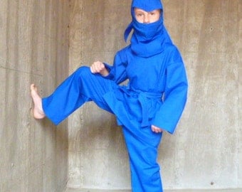 Ninja Costume - Choose your color - red green blue black white gold- sizes 2T up to 10 years