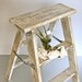 French Step Stool, Vintage Stool, Wood Ladder, French Script, French Country, Rustic Farmhouse, Shabby and Chic, Cottage Chic, Gray