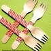 Red Chevron Wooden Party Forks - Eco-friendly Birthday, Wedding or Shower Forks (set of 36)