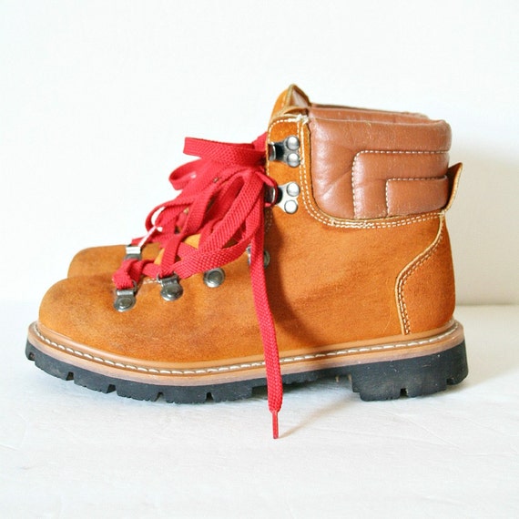 Items similar to vintage 70s 80s kids LUMBERJACK hiking boots size 6 on ...