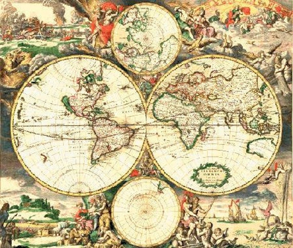 Items similar to Counted Cross Stitch Pattern, Olde Worlde Map Circa ...