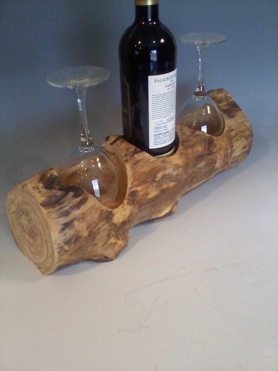 Wine and glass Rack in Natural Aspen Wood