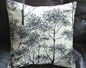 Silver birch pillow tree black charcoal cushion shams UK designer fabric  16 x 16  inch handmade