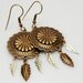 Southwest Earrings - Copper Floral Medallion - Feathers - Southwestern
