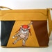RESERVED FOR CARLY - Mustard Yellow Shoulder Bag, Skater Cat - Hand Painted Faux Leather Messenger bag, gift for cat lovers