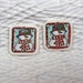 Snowman 2 Pc. Matched Set Clay Tile Charms Earring Blanks Original Handmade Supplies