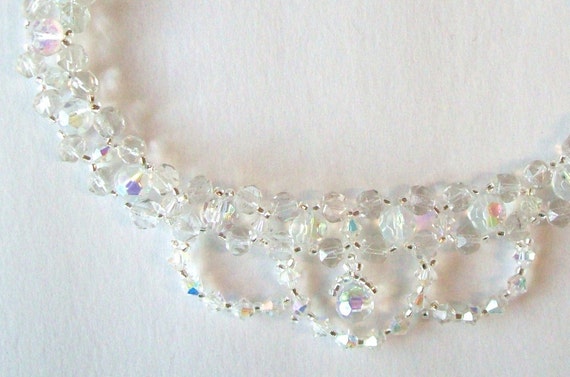 Hand Beaded Vintage Austrian Crystal And Glass Choker by BuyMeLove
