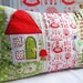 Lovely Scented Pillow in Scandinavian Folk Art fabric with Applique House and Bird