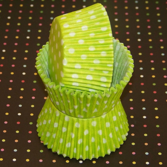 Items similar to Cupcake Liners, Lime Green Dots Cupcake Baking Cups