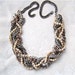 Mixed Metal Pearl & Rhinestone Twisted Chunky Chains Adjustable Necklace - Heavy Metal Music To My Eyes Necklace