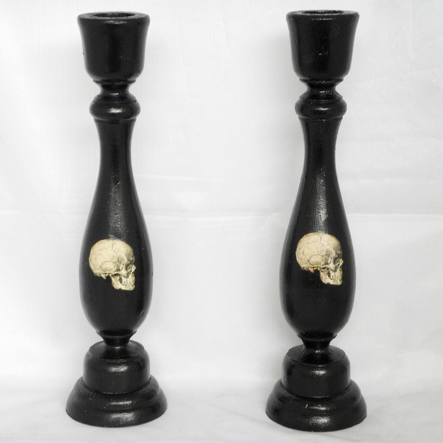 Gothic Home Decor Black Candle Holder Skulls