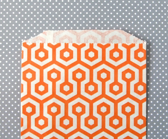 Orange Honeycomb Goody Bags / Favor Bags / Treat Bags (20) - 5 x 7.5 inches Il_570xn