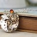 Steampunk necklace - ENCHANTED FOREST - antique silver watch movement necklace with rose and tiny butterfly charms