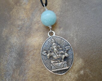 Ganesh Pendant Ganesh Amulet Ganesha Pendant Lord Ganesha Necklace Yoga Jewelry Hindu Jewelry Hippie Hindu God Necklace Amazonite Bohemian