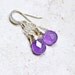 Tiny Genuine Amethyst Earrings / Sterling Silver Wire Wrapped Drops / Small Purple Gemstones Dainty Jewelry, February Birthstone Earrings