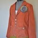 Colored Denim Jacket - Coral Salmon Hand Dyed Upcycled Orange Denim Jacket - Juniors Large