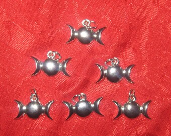 Wholesale Lot of SIX MINI Triple Moon Goddess Pendants