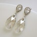 Wedding Jewelry Bridal Earrings Silver Cubic Zirconia Posts with Teardrop Swarovski Crystals Silver Shadow