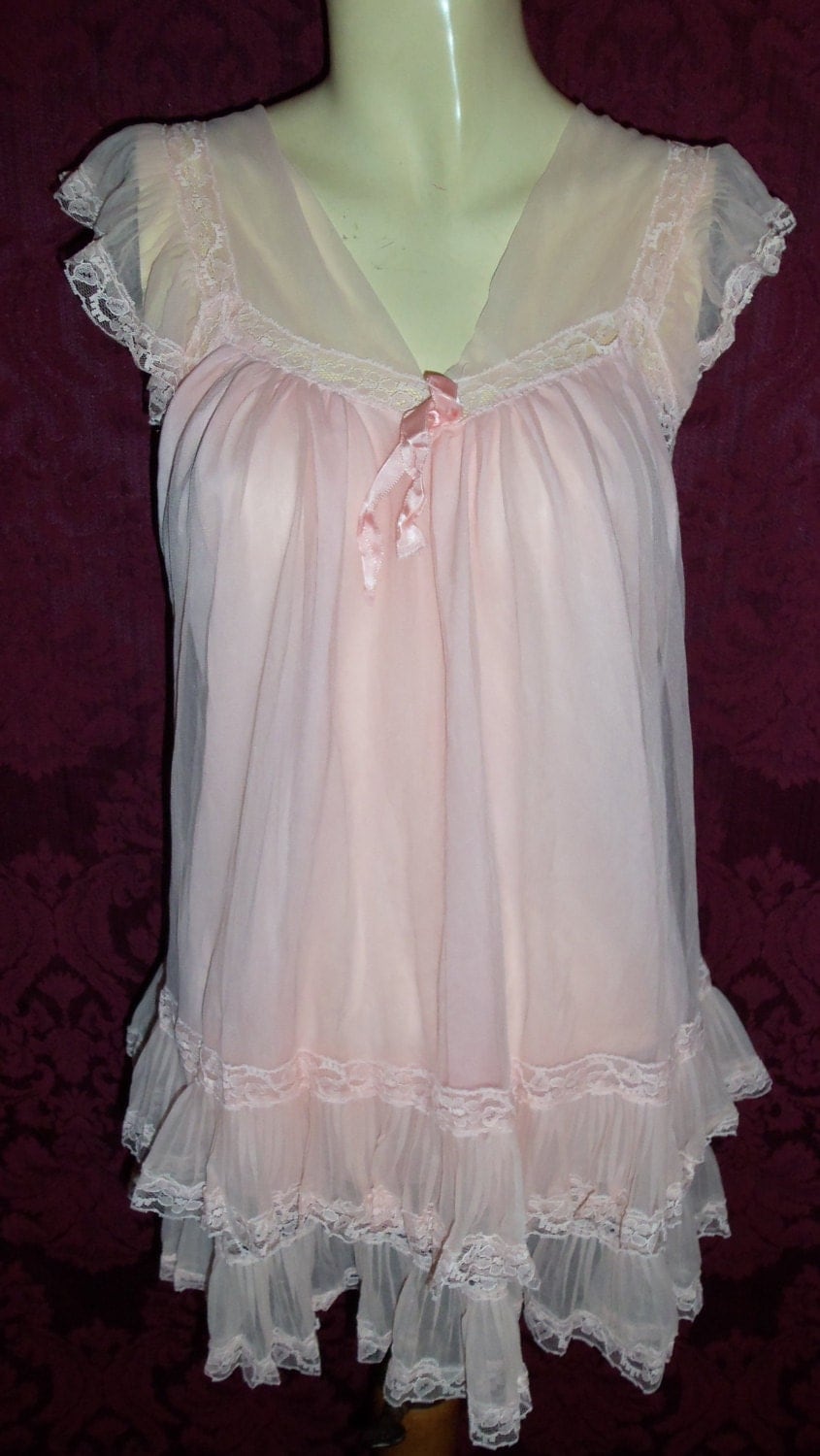 Vintage Chiffon Babydoll Gown By Charmode