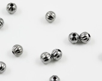 Gunmetal 3mm corrugated round beads (100)