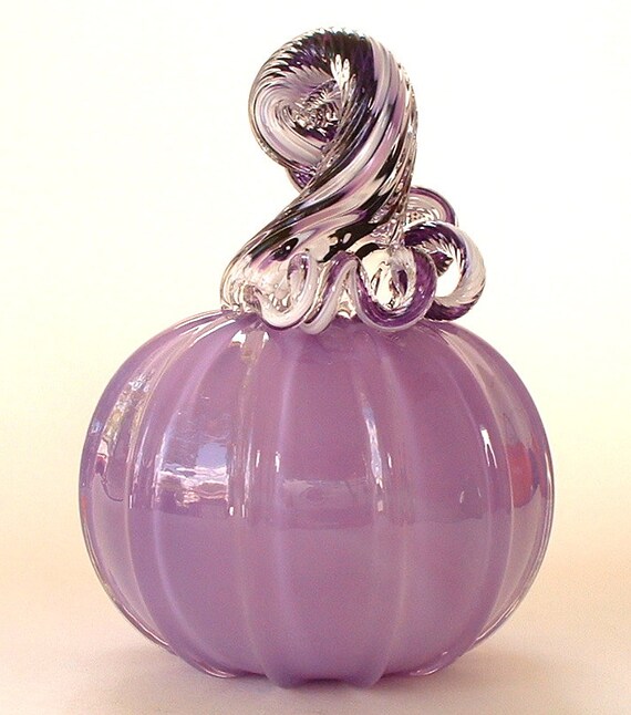 Hand Blown Glass Pumpkin Lavender Purple