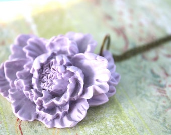 Lavender peony necklace
