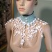 ROMANTIC SCARFLETTE/COLLAR - 2012 Collection, Wearable Art Fiber Jewelry, Freeform Crocheted & Hand Knitted Flowers