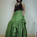 Meet You There... Steampunk Funky Green Light Cotton Ruching Tiered Maxi Skirt