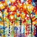 Original oil Prismatic Rain Couple palette knife painting modern impressionism palette knife fine art impasto by Karen Tarlton